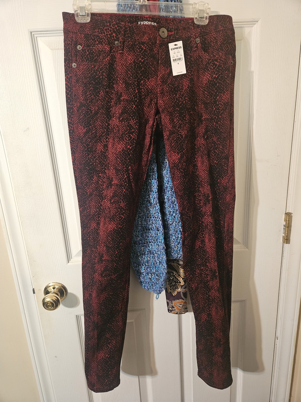 Express Red and Black Snake-Print Women's Pants